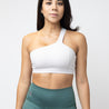 One-Shoulder Strappy Backless Sports Bra | Nude