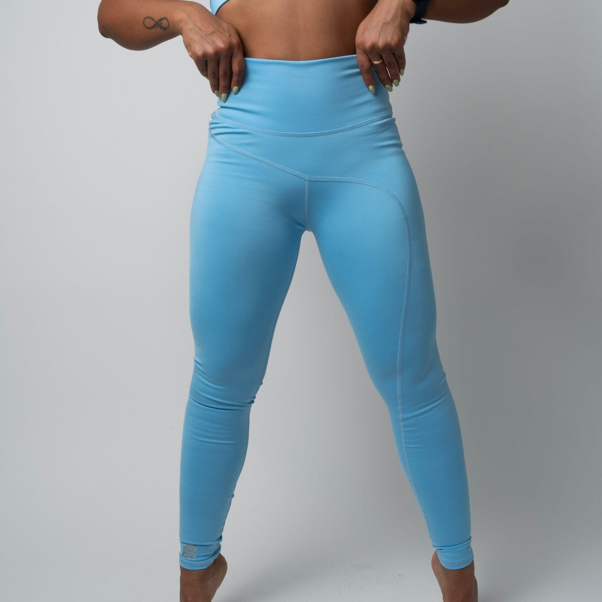 Seam detail workout legging  Sky blue – Up10 activewear