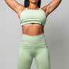light green workout set, green sports bra