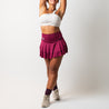 Wine tennis skirt with built-in shorts 