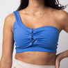 One Shoulder Sports Bra with Lace-Up Front | Royal Blue - Up10 activewear