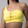 One Shoulder Sports Bra with Lace-Up Front | Sunny Yellow - Up10 activewear