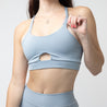 Sports Bra with Front Key-Hole | Silver - Up10 activewear