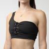 One Shoulder Sports Bra with Lace-Up Front | Black - Up10 activewear