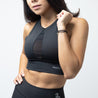 Sheer Mesh Front Sports Bra | Black - Up10 activewear
