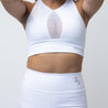 Sheer Mesh Front Sport Bra | White - Up10 activewear