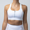 Racerback Zip Front Sports Bra | White & Pink - Up10 activewear