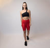 Faux Leather Zip Front Biker Shorts | Red - Up10 activewear