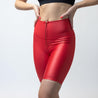 Faux Leather Zip Front Biker Shorts | Red - Up10 activewear