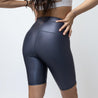 Faux Leather Zip Front Biker Shorts | Dark Grey - Up10 activewear