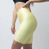 Faux Leather Zip Front Biker Shorts | Lemon Yellow - Up10 activewear