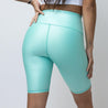 Faux Leather Zip Front Biker Shorts | Aquamarine - Up10 activewear