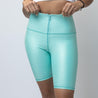 Faux Leather Zip Front Biker Shorts | Aquamarine - Up10 activewear