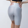 Faux Leather Zip Front Biker Shorts | Light Silver - Up10 activewear