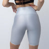 Faux Leather Zip Front Biker Shorts | Light Silver - Up10 activewear