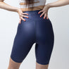 Faux Leather Zip Front Biker Shorts | Navy Blue - Up10 activewear