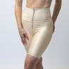 Faux Leather Zip Front Biker Shorts | Sand Beige - Up10 activewear