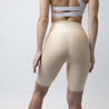 Faux Leather Zip Front Biker Shorts | Sand Beige - Up10 activewear