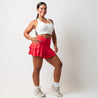 Red tennis skirt with built-in shorts